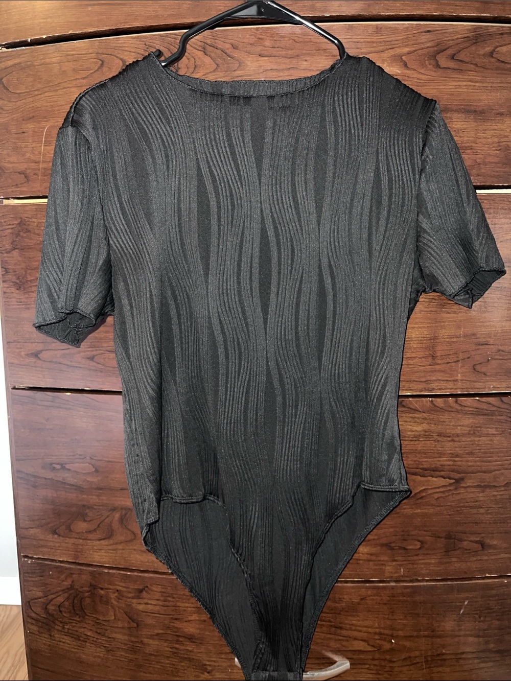 Black Women’s Textured Short-Sleeve Bodysuit